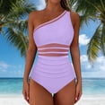 thumbnail image 6 of cocolona One Piece Swimsuit Women Summer Color Block One-shoulder Pleated Bathing Suit Vacation Beach Swimwear, 6 of 6