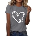 thumbnail image 2 of Lilgiuy National Pet Day Paw Print Shirts for Women Summer Solid Color Dog Mom Love Heart Graphic Tee Casual Crewneck Short Sleeve Pullover T-Shirt for Mothers'Day(Gray,M), 2 of 4