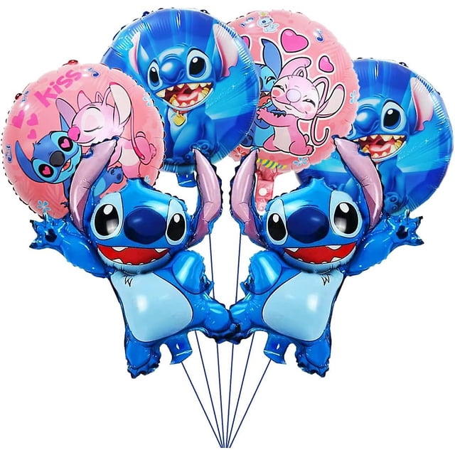 Globos de fiesta de Lilo y Stitch, globos de película de aluminio para fiesta de Stitch, decoraciones para fiesta de cumpleaños (6 uds)