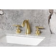 thumbnail image 2 of Kingston Brass KS2967KNL Convergent Two-Handle 3-Hole Deck Mount Widespread Bathroom Faucet with Knurled Handle and Brass Pop-Up in Brushed Brass, 2 of 8