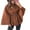 Coffee, variant on Women's Fashion Solid Waist Tie Woolen Cape Coat Wine XL