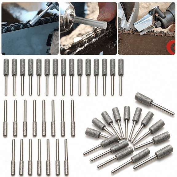45PCS Chainsaw Sharpening Bits 4.0mm 4.8mm 5.5mm Emery Grinding Stones 1/8" Shank Rotary Tool Drill Chain Saw Sharpener Accessories