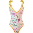 thumbnail image 2 of Women's Abstract Print Notched Square Neck Floral Resort Swimsuit with Cover Up, 2 of 7