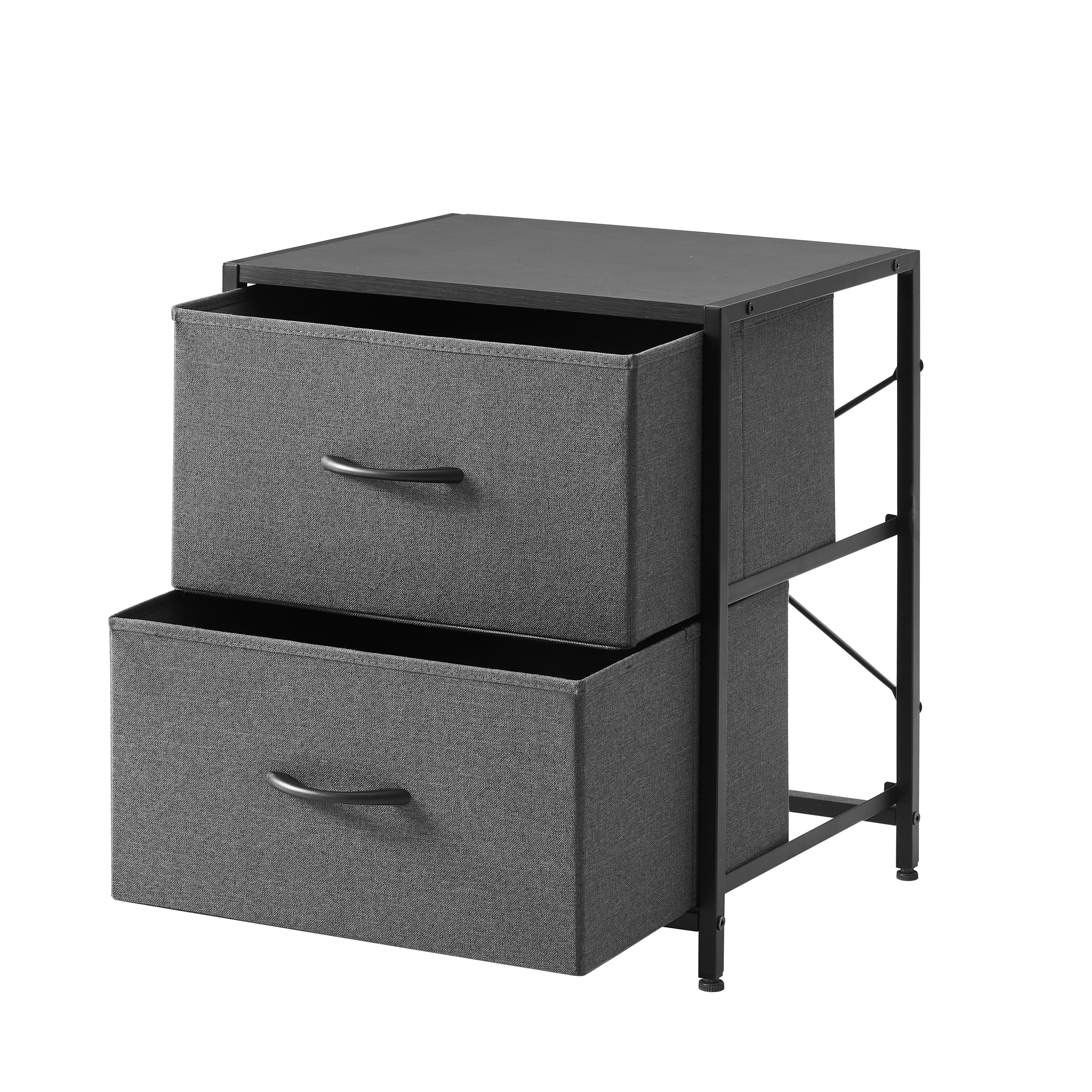 (3 pack) Mainstays 2 Drawer Fabric Nightstand, Grey Finish