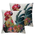 thumbnail image 2 of Acheng Set of 2 Watercolor Rooster Decorative Pillow Cover Art Colorful Chicken Cushion Covers Rustic Farmhouse Rooster Home Decorative Pillowcases White, 2 of 6