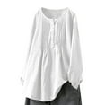 thumbnail image 1 of JAKANYQ T-Shirts pour Femmes, Chemise Décontractée Unie, Col Rond, Blouse à Boutons, Manches Longues, Joli Tee-Shirt, 1 of 4