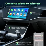 LAMTTO 2 in 1 Wireless Carplay Adapter for Apple Carplay, Adapter for Converts Wired to for Cars, 5.8GHz WiFi, Plug & Play, iOS 10+, Bluetooth, Black