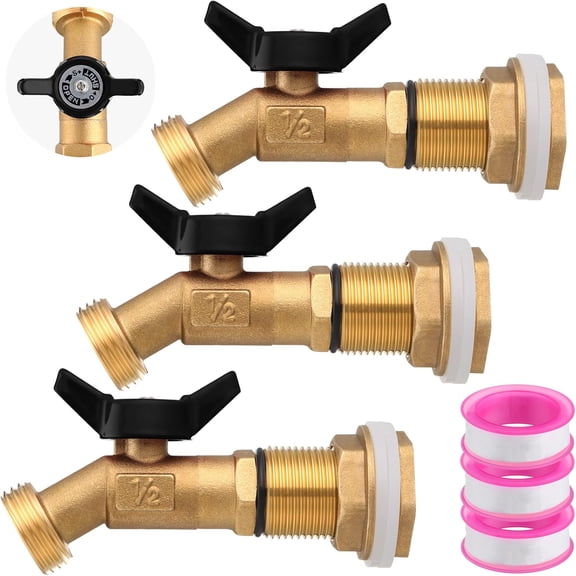 Lsupdaol 1 Sets Brass Rain Barrel Spigot Kit with Heavy Duty Bulkhead Fitting Quarter Turn Ball Valve Rain Barrel Faucet for Aquariums, Water Tanks, Tubs, Pools