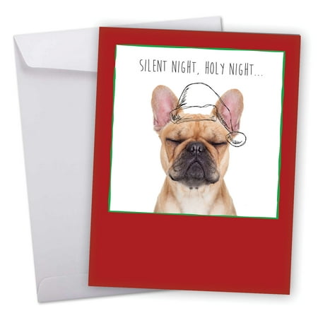 J6582AXSG Large Merry Christmas Card: 'Holiday Dogs & Doodles' Featuring Adorable Doggy Image With Hand Drawn Christmas Line Art Greeting Card with Envelope by The Best Card