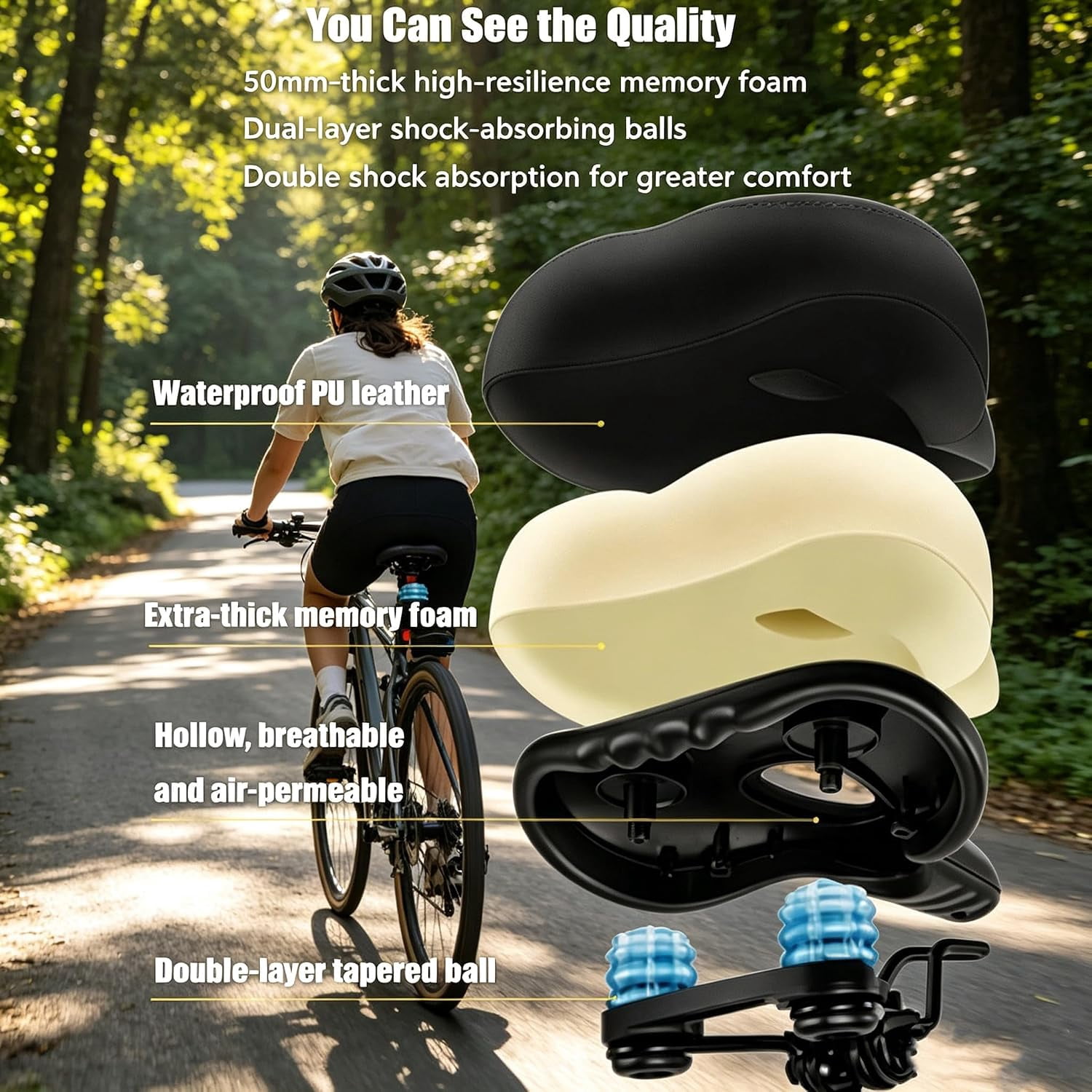 2026 New Ascent Bike Saddle 2.0 – Bike Seat Cushion, Ergonomic Bicycle Seat, Shock-Absorbing & Breathable, for Leisure, Competition, and Off-Road scenarios