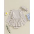 thumbnail image 5 of Musuos Newborn Girl Outfit, 3 6 9 12 18M Long Sleeve Crew Neck Bow A-line Romper Dress with Headband Clothes, 5 of 10