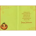 thumbnail image 2 of Designer Greetings Pumpkin Person Holding Green Bag : Orange Swirls Juvenile Halloween Card for Kids : Kid : Children, 2 of 2