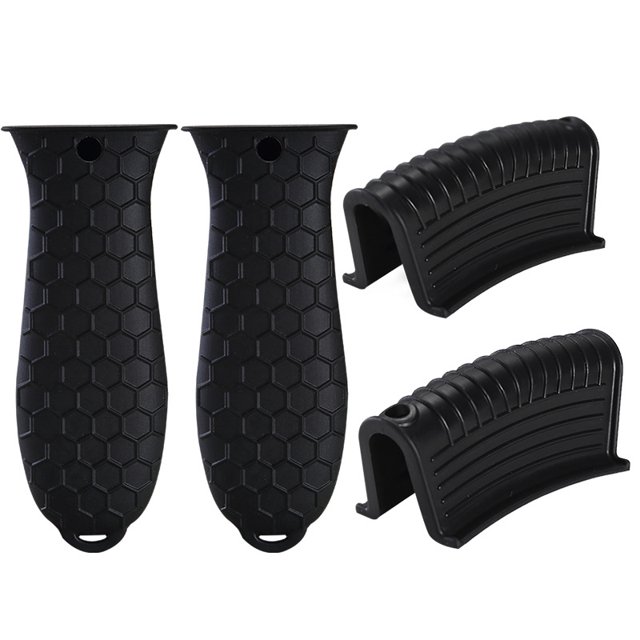 Soporte de silicona para mango caliente, soporte para ollas, soporte de silicona para mango de asistencia, soporte antideslizante para ollas, olla resistente al calor de goma para freír sartenes