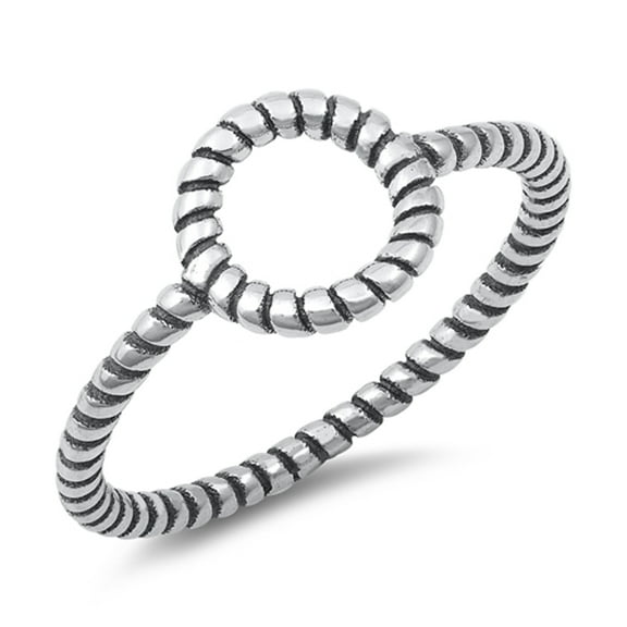 Twisted Rope Circle Ring .925 Sterling Silver Band Jewelry Female Male Unisex Size 8