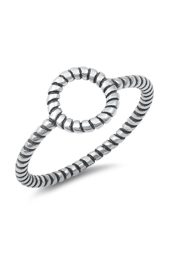 Twisted Rope Circle Ring .925 Sterling Silver Band Jewelry Female Male Unisex Size 5