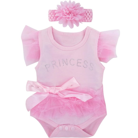 COSLAND Infant Baby Girls' Princess Tutu Dress Bodysuit, Pink, 3-6 Months