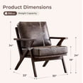 thumbnail image 5 of Ebello Mid-Century Modern PU Leather Accent Chair, Wood Frame Armchair with Removable Thick Padded Cushions for Living Room, Bedroom, Reception, Dark Gray(Set of 2), 5 of 10