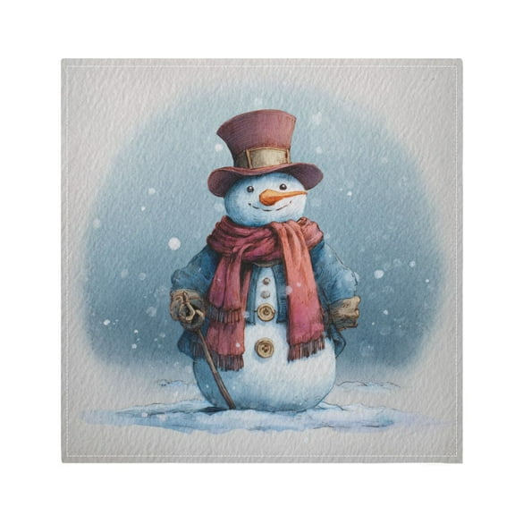 1 Pack 20'' x20" Satin Table Napkins Dinner Napkins for wedding Party Decoration events Watercolor-style Snowman Pattern