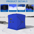 thumbnail image 2 of Portable Ice Fishing Tent Spacious 3 to 4 Person Pop-Up Ice Shack for Winter Fishing Ice Fishing Shelter with Oxford Fabric, Cotton Padding, Blue, 2 of 7