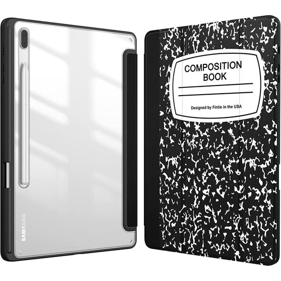 Fintie Hybrid Slim Case for Samsung Galaxy Tab S8 Plus 2022/S7 FE 2021/S7 Plus 2020 12.4 inch with S Pen Holder, Shockproof Cover with Clear Transparent Back Shell, Auto Wake/Sleep, Composition