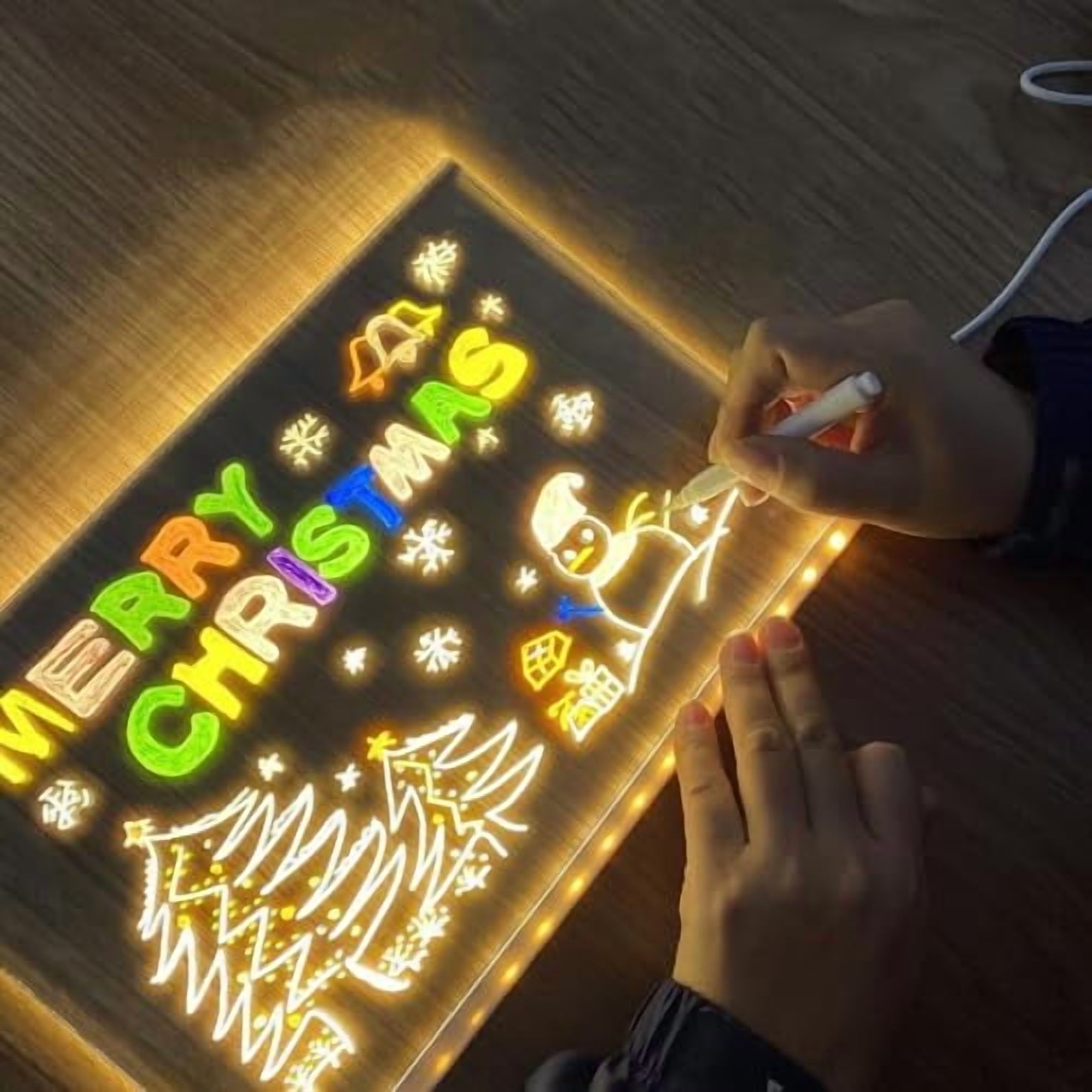 Pizarra LED Acrílica Reutilizable Con Luz - Para Notas, Dibujos, Regalo Para Oficina, Casa O Niños (Tamaño M 20x20 Cm)