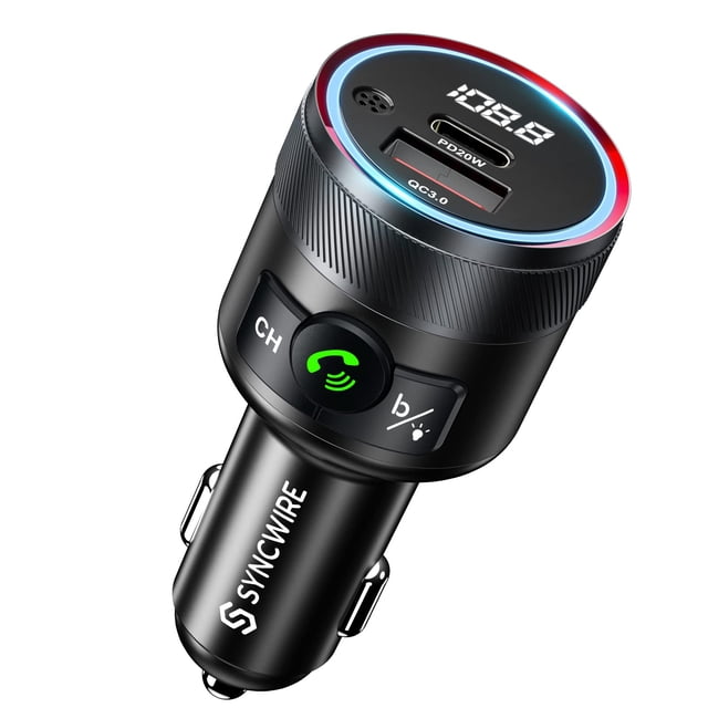Transmisor FM Syncwire Bluetooth 5.1 38W PD y QC3.0 para coche