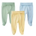thumbnail image 1 of Teach Leanbh Bebé Bebé Paquete De 3 Pantalones Con Pies Leggings Casuales De Cintura Alta De Algodón (6 Meses D), 1 of 1
