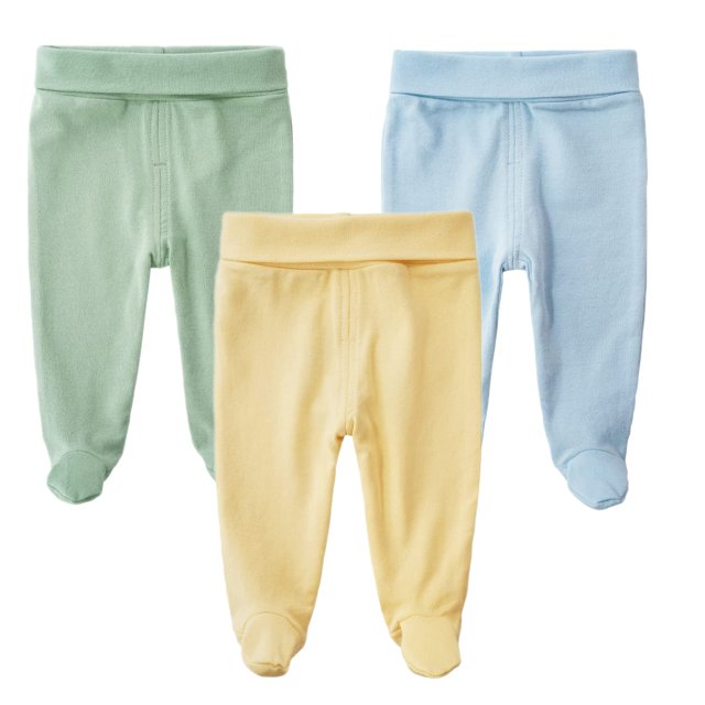 Teach Leanbh Bebé Bebé Paquete De 3 Pantalones Con Pies Leggings Casuales De Cintura Alta De Algodón (6 Meses D)