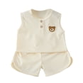 thumbnail image 4 of Splozh Toddler Baby Boy Summer Clothes 6 12 18 24 Months 3T 4T 5T 6T 2Pcs Shorts Set Sleeveless Tank Tops Cute Boys Clothing Set,Beige,6-12 Months, 4 of 4