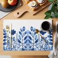 thumbnail image 2 of Blue Botanical Placemats Set of 12 Spring Floral Leaf Watercolor Place Mats Indoor Wipeable Table Mats Washable Cloth Dining Table Placemats for Kitchen Holiday Party Home Decor 13x19 Inch, 2 of 9