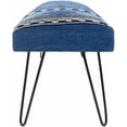 thumbnail image 5 of Hauteloom Wesselsbron Entryway Bedroom Bench - Cotton Foot Stool - Metal Legs - Blue, Black, Cream - 18" x 48" x 16", 5 of 9