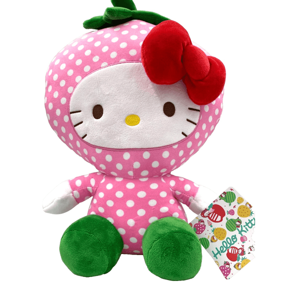 Hello Kitty Plush Toy Polka Dot Strawberry Dress 9 inch Plush Doll