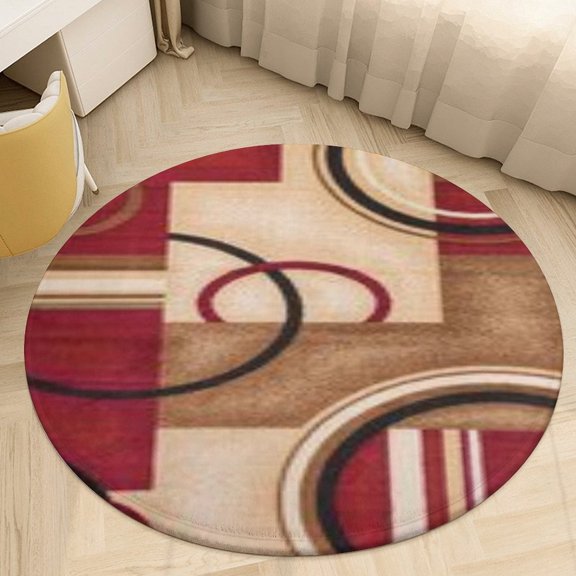 Geometric Circle Stripe Round Area Rugs for Bedroom Living Room, 4FT Soft Indoor Circle Carpets, Carpet Home Decor Floor Mat