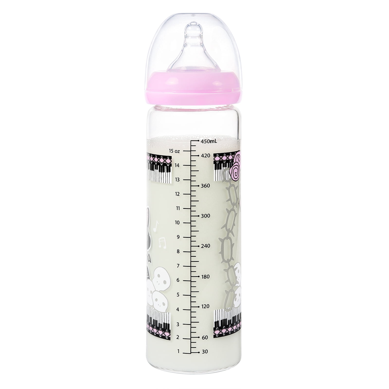 LittleForBig Adult Baby Bottle Ultra Printed Specialty Oversized Glass Feeding Bella Goth Brat Pattern