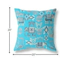 thumbnail image 5 of 20" Cyan Gray Tribal Indoor Outdoor Zip Throw Pillow, 5 of 5