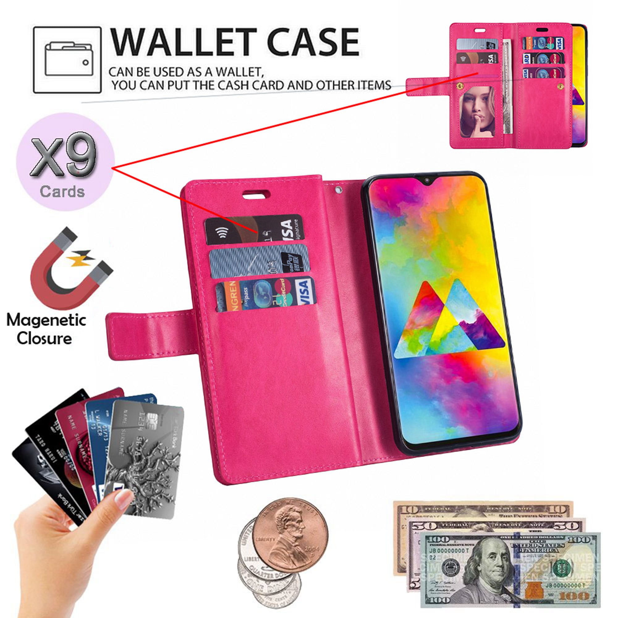 Built in Card Slots and Cash Pocket CUSKING Magnetic Wallet Case with Magnetic Closure Purple Premium Case for Samsung Galaxy A50 