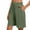 Army Green, variant on Simua Womens Bermuda Shorts Casual Cotton Linen Wide Leg Medium Elastic Waist Drawstring Solid Color Shorts with Pockets