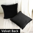 thumbnail image 2 of SURJDE Black Striped Decorative Throw Pillow Covers 18x18 Inch Set of 2,Square Fall Decorations Couch Pillow Case,Soft Cozy Faux Rabbit & Velvet Back,Modern Home Decor for Bed, 2 of 6