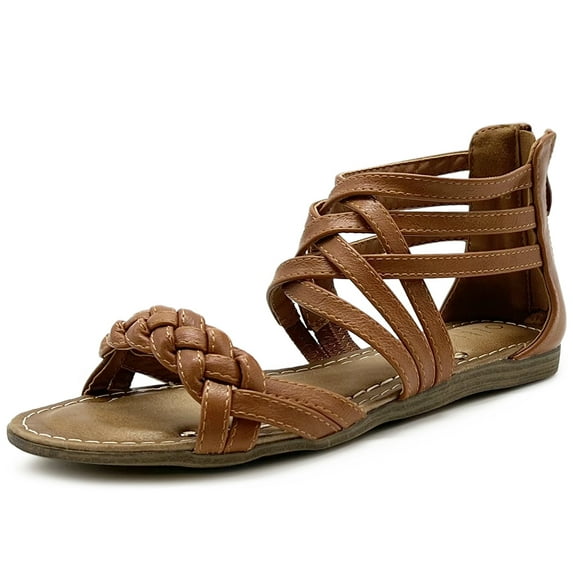 Ollio Women's Shoe Gladiator Strappy Zip Closure Sandal M1803