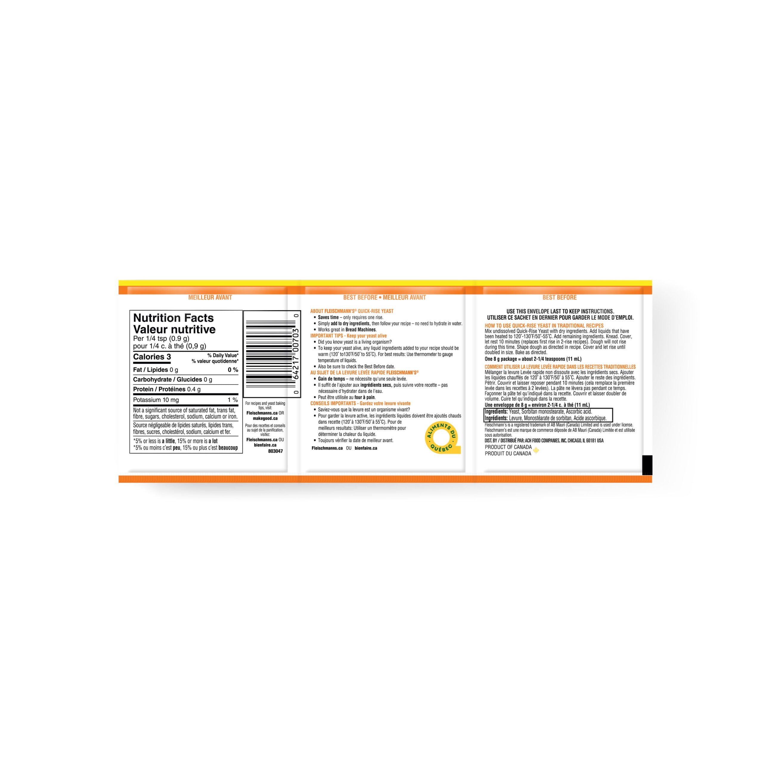 Fleischmann's Quick Rise Instant Yeast Strips