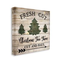 Stupell Industries Rustic Fresh Cut Tree Christmas Sign Green Brown Graphic Art Gallery-Wrapped Canvas Print Wall Art, 30x30, by Ashley Burton