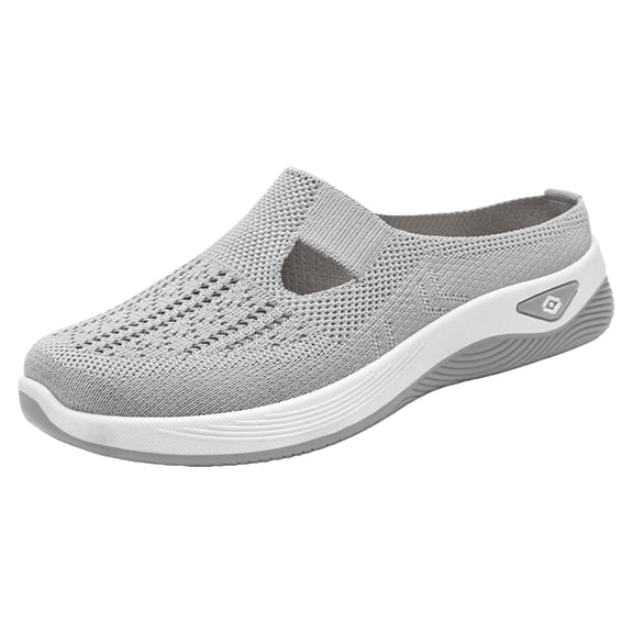 Women’s Breathable Slip-On Walking Shoes with Flexible Cushion Sole Comfortable Non Slip Casual Easy On Sneakers Gray 41