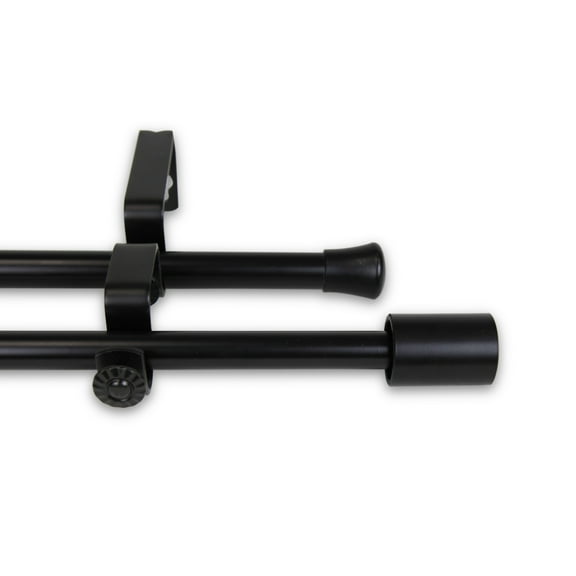 Contemporary Home Living 87" Black Solid Contemporary Double Curtain Rod with Mounting Brackets