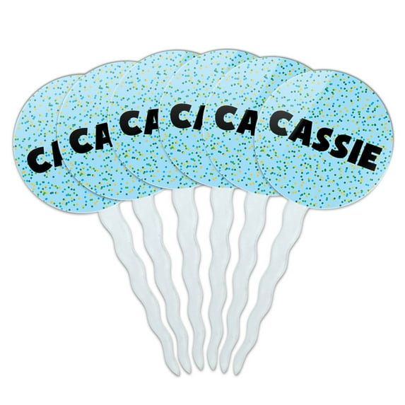 Cassie Cupcake Picks Toppers - Set of 6 - Blue Speckles