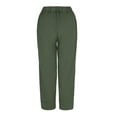 thumbnail image 5 of Gomelly Ladies Loungewear Solid Color Long Pants Cropped Trousers Women Plain Lounge Palazzo Mid Waist Bottoms Army Green 4XL, 5 of 8