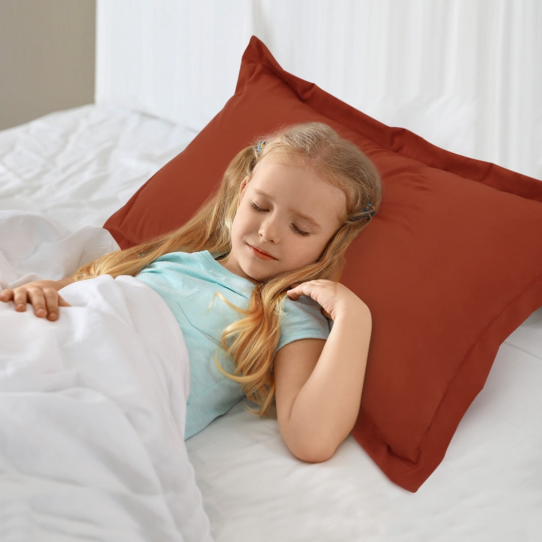 Unique Bargains 2-Pack Envelope Closure Pillow Sham Queen Rust