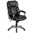 thumbnail image 1 of Mid-Back Black Leather Executive Swivel Chair with Padded Arms, 1 of 9