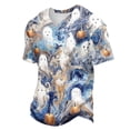thumbnail image 2 of Summer Shirts for Men Short Sleeve Halloween Spiderweb Print V Neck T Shirts Causal Funny Loose Shirts, 4XL, 2 of 7
