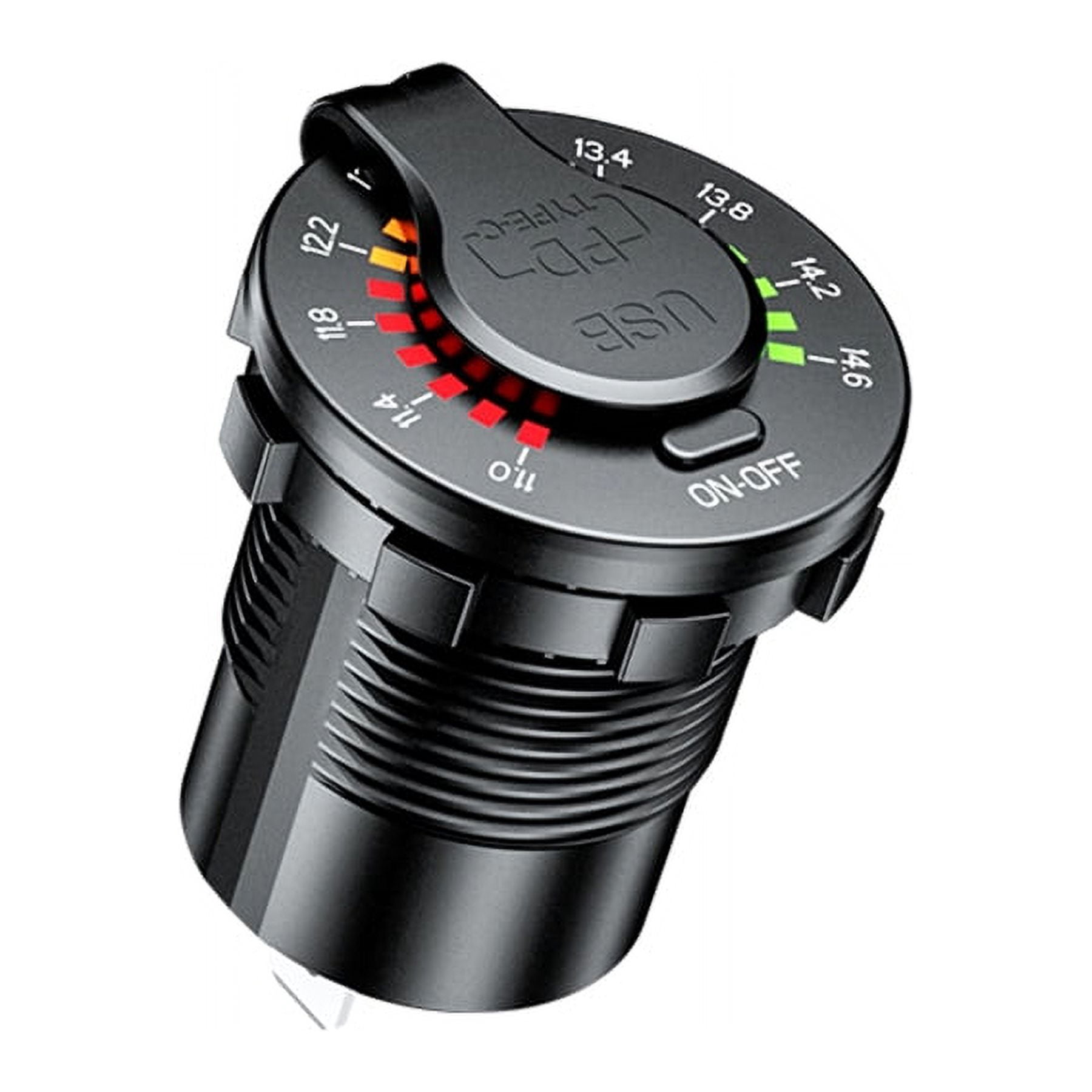 Car Dual USB Fast Charger Socket QC 3.0 +PD Type-C w/LED Voltmeter On/Off Switch