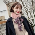 thumbnail image 4 of Women Winter Faux Rabbit Fur Collar Leopard Print Ribbon Tied Bow Scarf Warm, 4 of 6